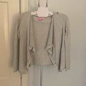 Lilly Pulitzer Gray Cardigan with Fringe